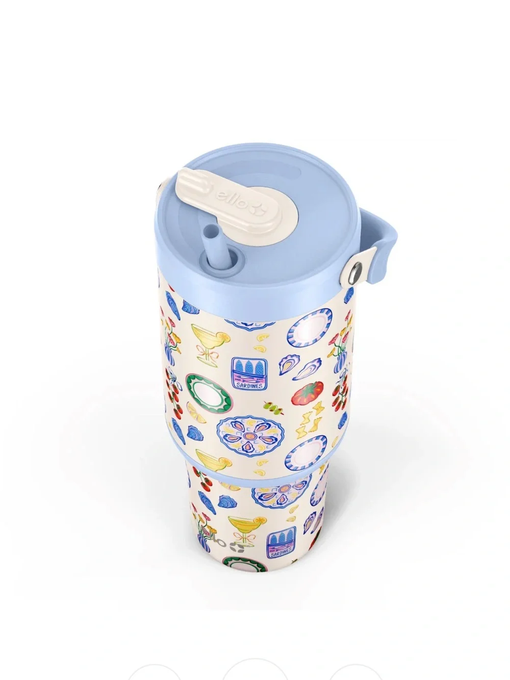 Ello Oasis Go 32oz Retractable Straw Tumbler  Blue Water Bottle New